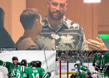 Travis Kelce is spotted at Stars-Oilers NHL playoff game in Dallas