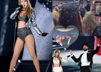 Full video Taylor Swift brought her boyfriend onto the Wembley stage as part of her performance. Travis Kelce carried and fanned her and after a ‘swift’ costume change she blew him a kiss and carried on with her set.